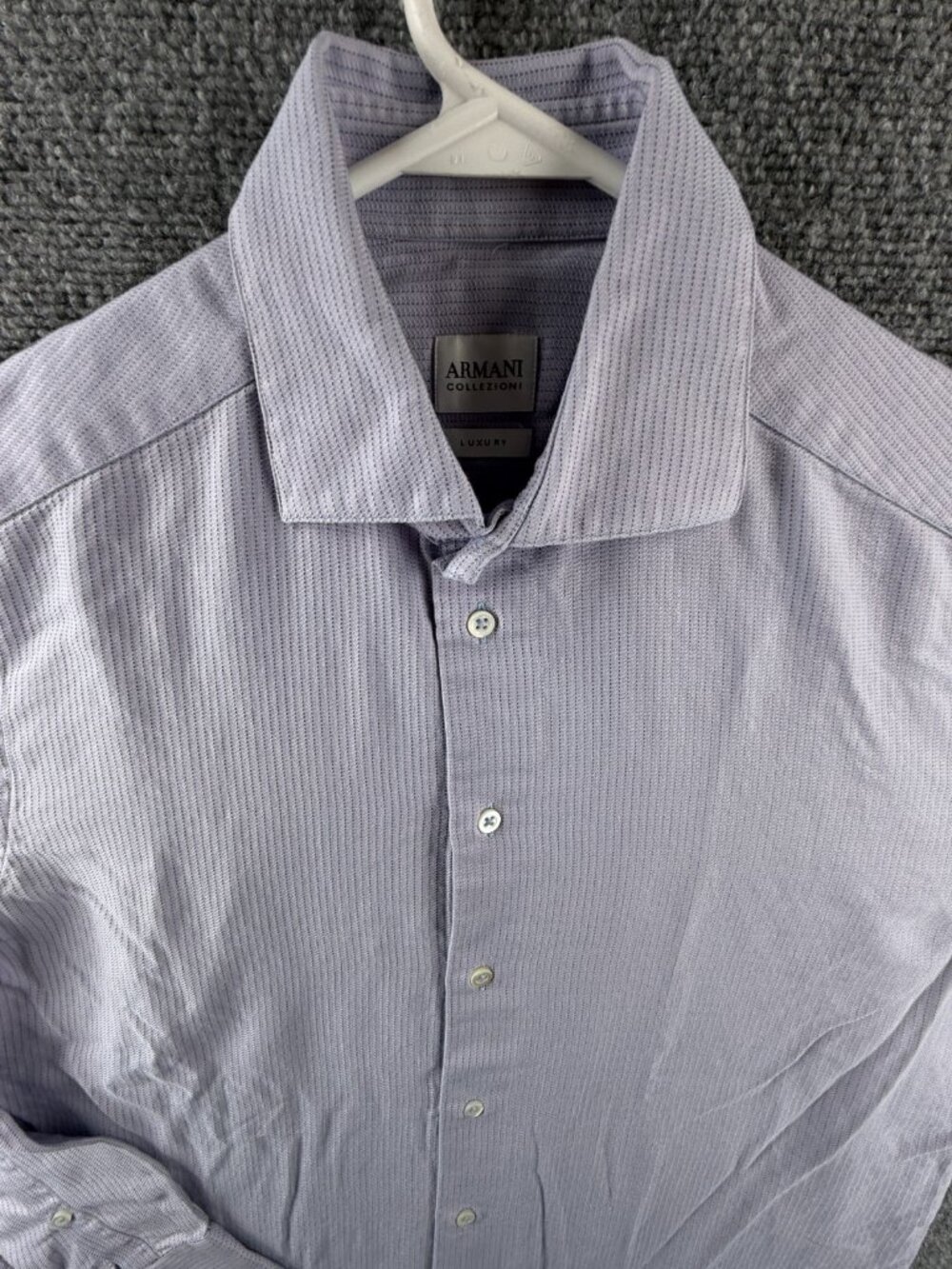 Armani Striped Purple Cotton 15 Button Up Luxury Shirt Long Sleeve Mens Spread